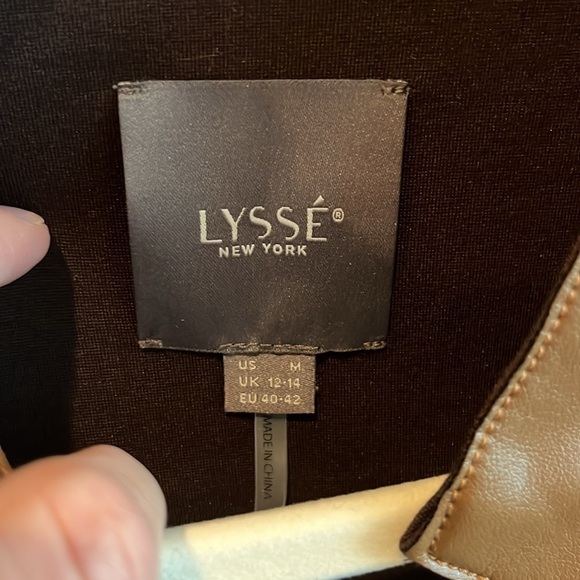 Dark brown stretchy open tan faux leather trim Lysse Margaret Parka jacket M - Picture 6 of 13